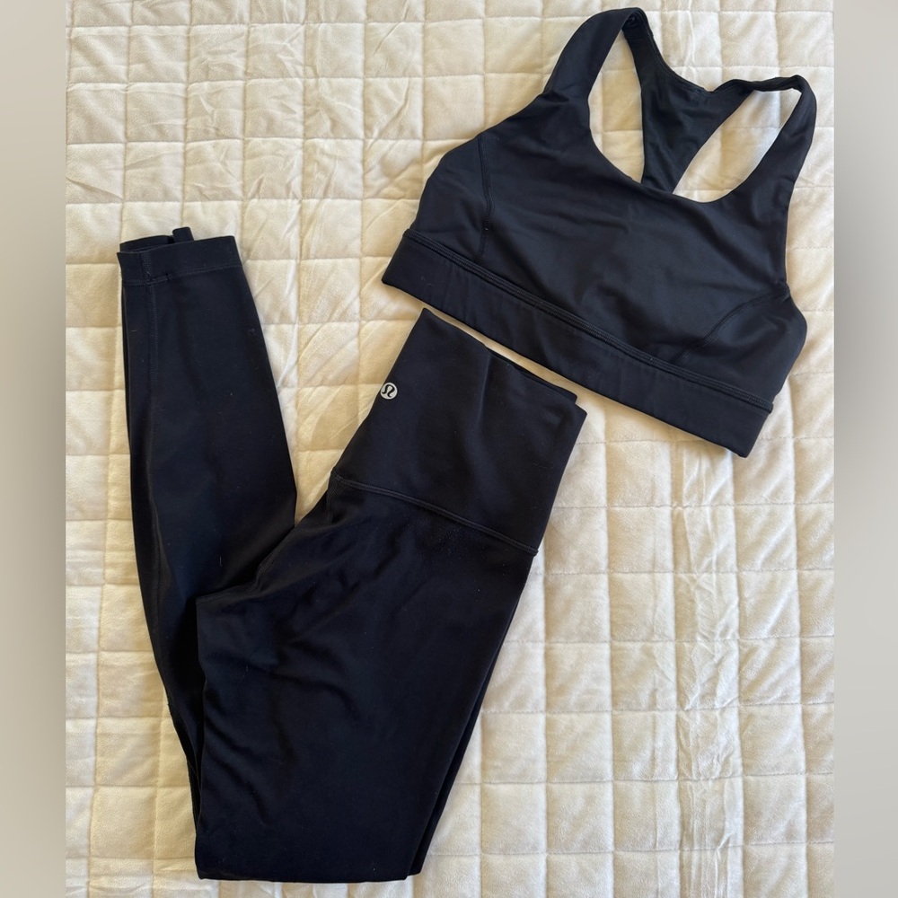 lululemon athletica Black Sports Bra with  Black Align Leggings